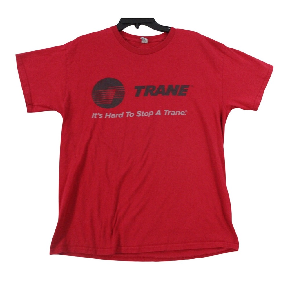 Trane HVAC Graphic T-Shirt Mens Large Red Gildan Its Hard To Stop A Trane Tee